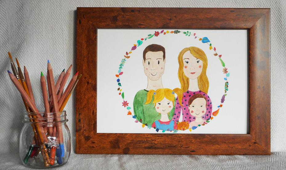 Framed Family Portrait with cat