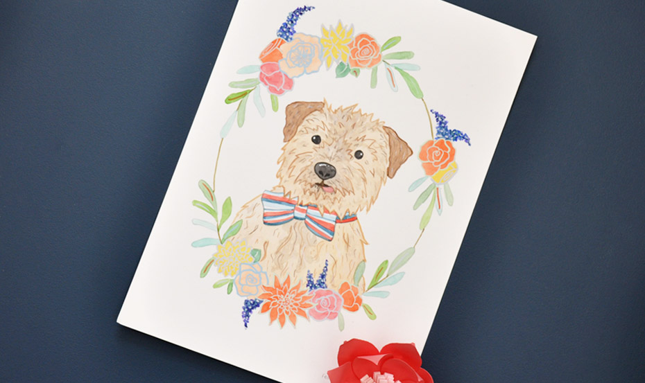Pet dog watercolour portrait