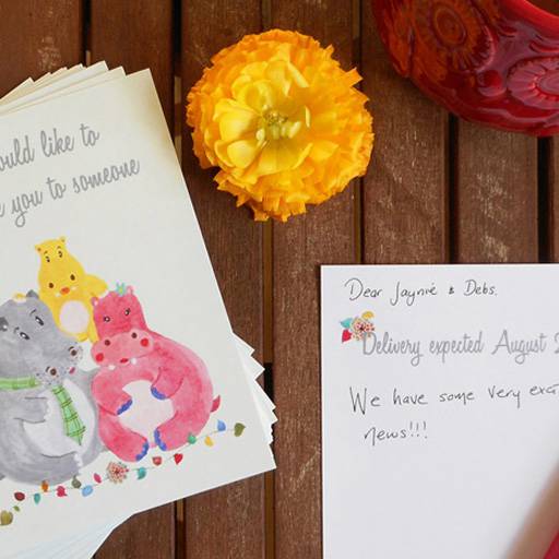 Hippo baby announcement stationery cards