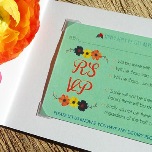 Little Bespoke Book wedding invitation RSVP page