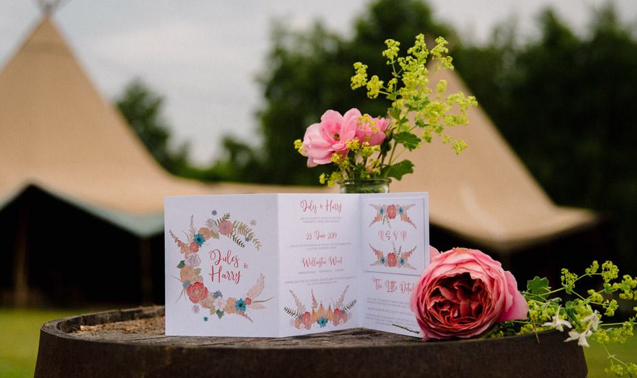 Wild meadow concertina wedding invitation